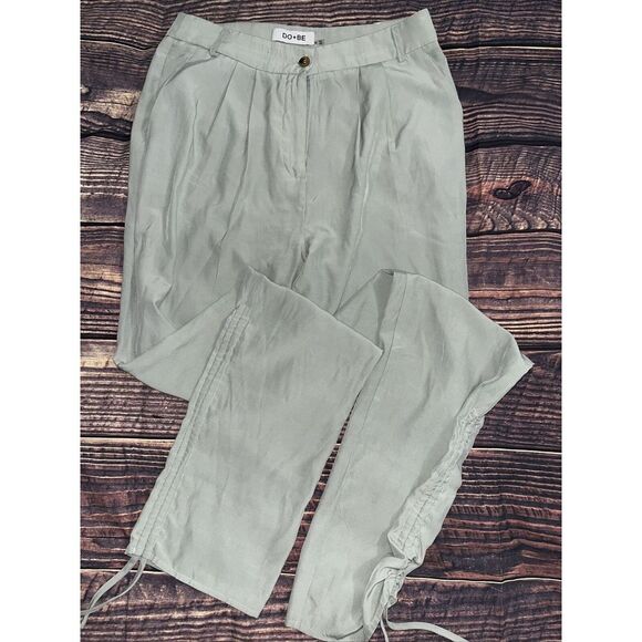 DO+BE Pants - Do+Be Sage Green High Waisted Pleated Paperbag Pants Career Office Cinched Leg M